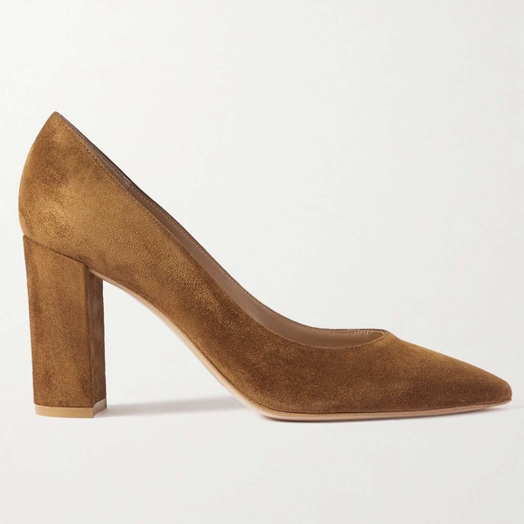 Gianvito Rossi Piper 85 Suede Pumps in Tan, Size
